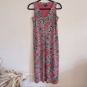 J. JILL Wearever Collection Pink Paisley V-Neck Midi Dress